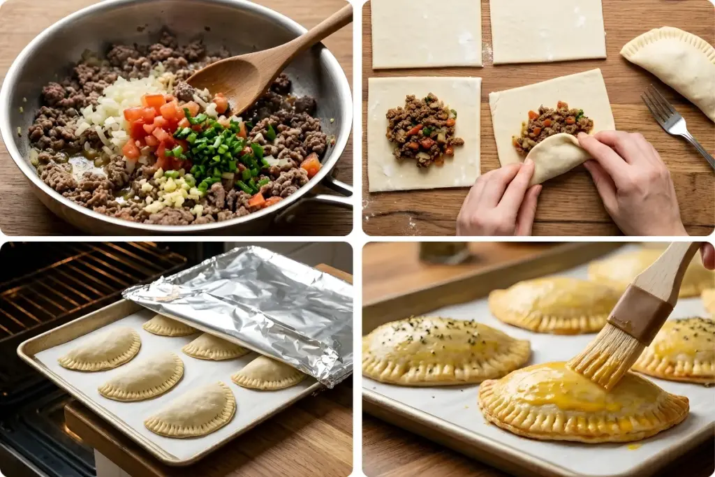 Como fazer o pastel assado de carne passo a passo