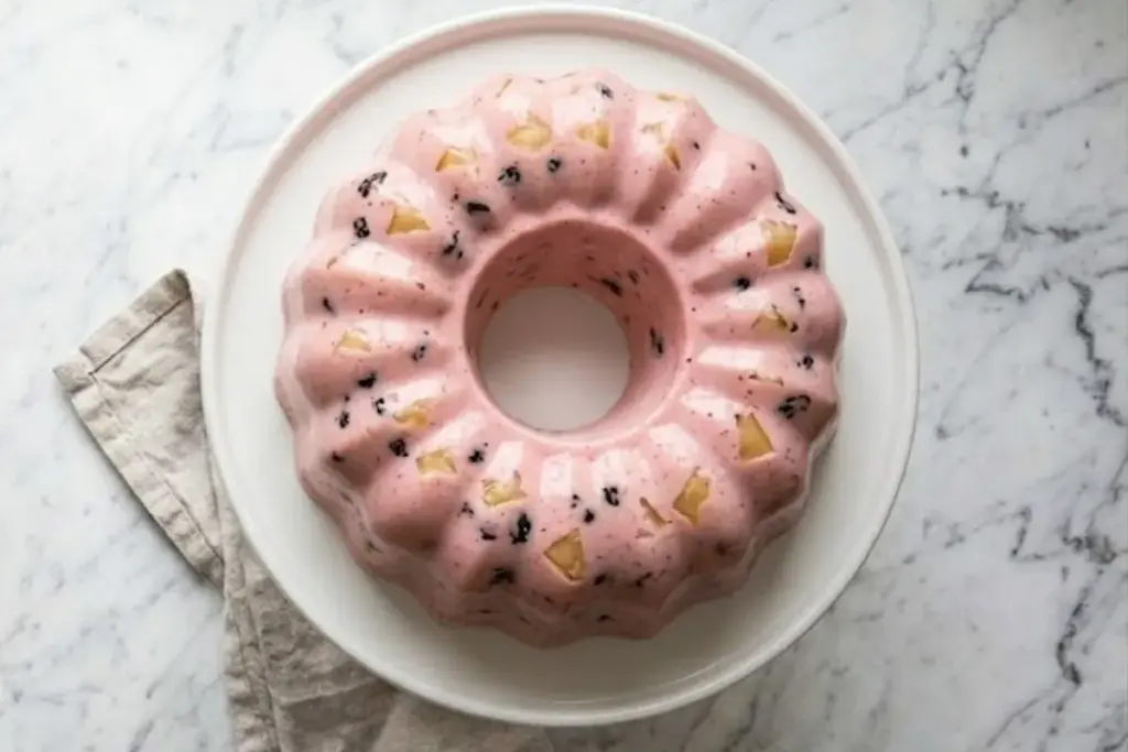 Gelatina Rosa Com Passas Com Leite Evaporado