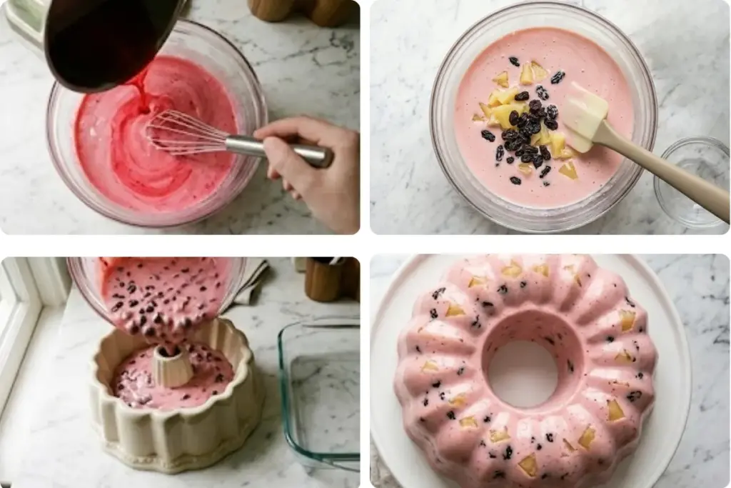 Gelatina Rosa Com Passas_ cremosa, fácil e gelada