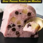 Gelatina Rosa Cremosa Com Abacaxi e Uvas-Passas Pronta em Minutos