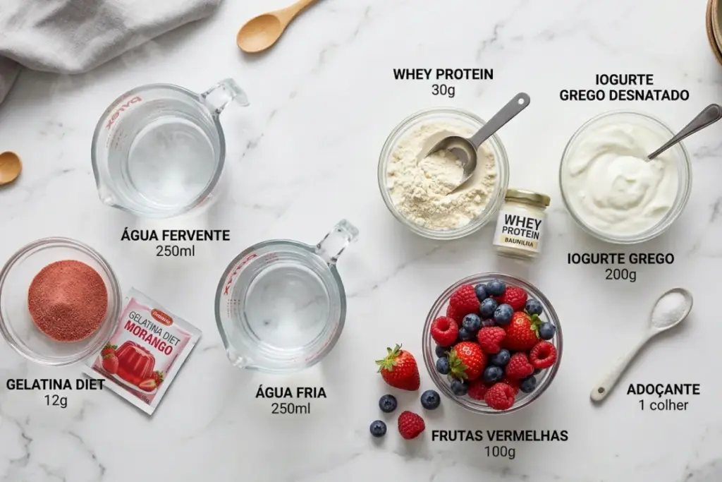 Os Ingredientes da Gelatina com Whey Protein