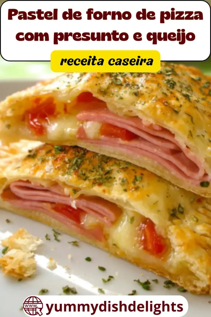 Pastel de forno de pizza com presunto e queijo receita caseira