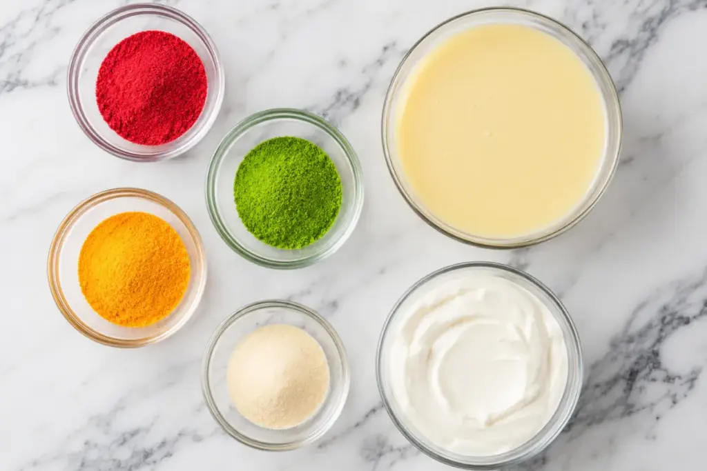 Ingredientes para a Gelatina com Creme de Leite Condensado