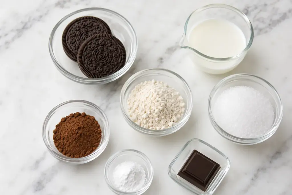 Os ingredientes do bolo de caneca de Oreo e o que cada um faz